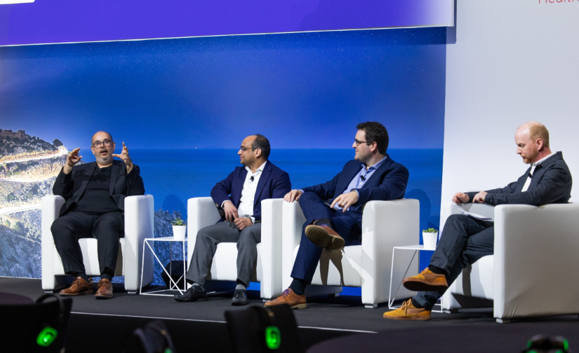 A four-person panel taking questions from the audience